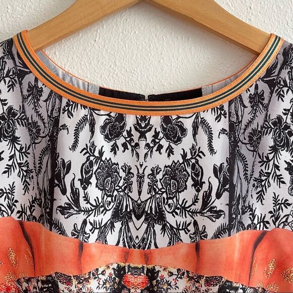 Clover Canyon Multicolor Abstract Geometric Floral Tile  Print Round Neck Dress - Picture 4 of 11